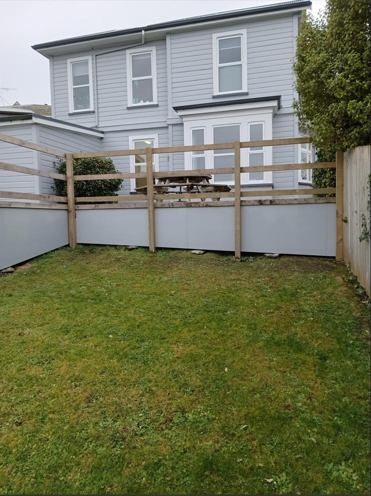 3 London St Dunedin Install 6mm James Hardie fibre cement under deck at the rear of the property close up of right side JDBuilders