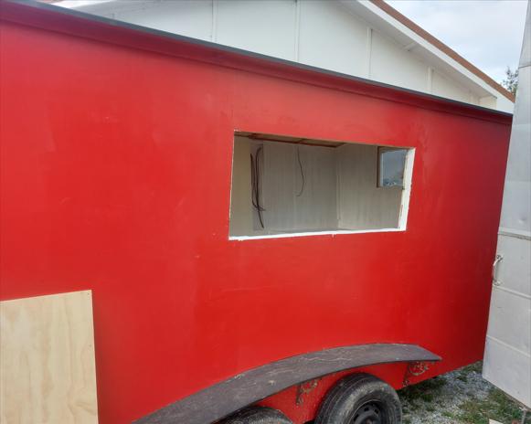 Gilligan Street Palmerston Renovation of an old horse float into a caravan with the framing created for a new double window JDBuilders 2