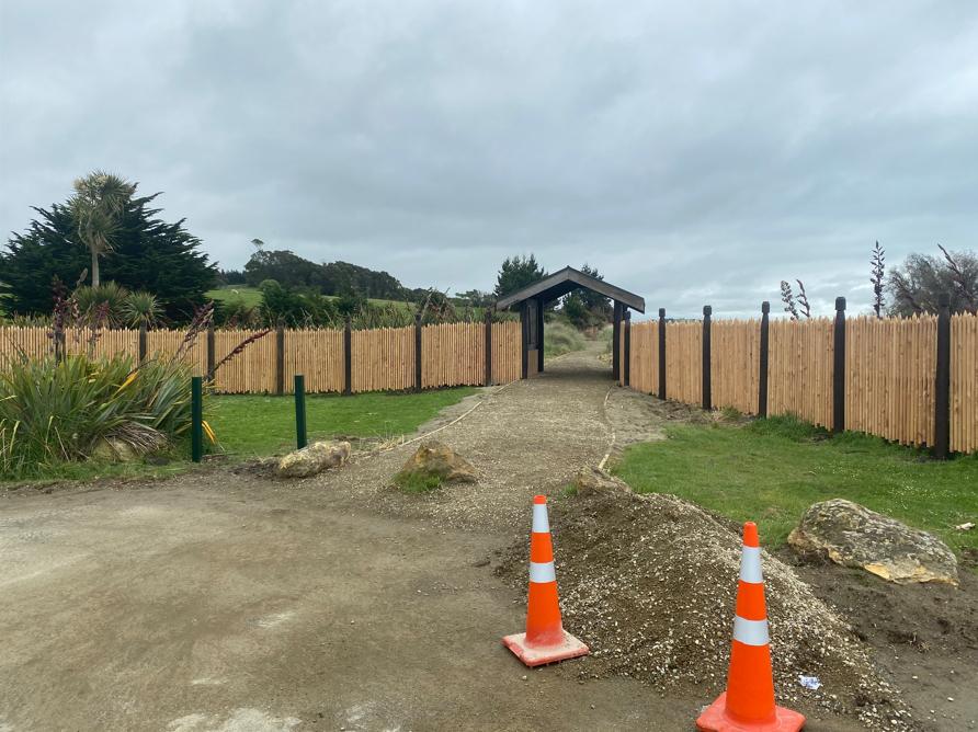 Main Moeraki DOC Moeraki Completion of the new information hut for locals and tourists with the pathway leading to the entrance JDBuilders