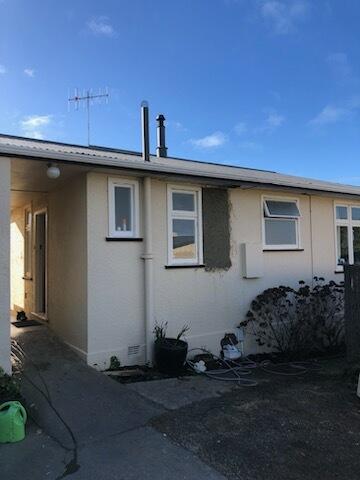 3 43B Hull St Oamaru Blocked up window area with new rough cast restoration work JDBuilders