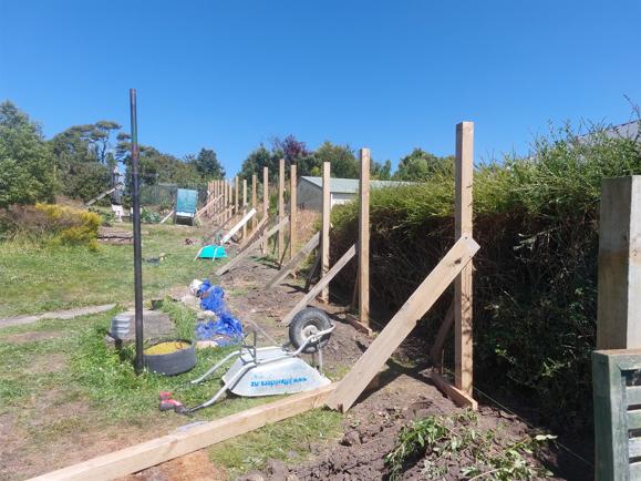 4 13 Beach Street, Waikouaiti All the posts on the north east side of the property plumbed and braced ready for concrete JDBuilders