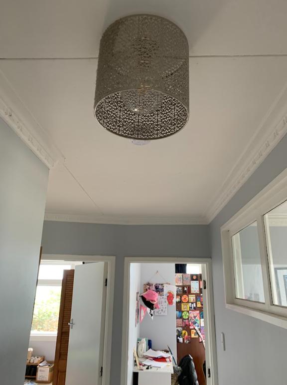 9 43B Hull St Oamaru Looking up at the hallway ceiling which requires restoration JDBuilders