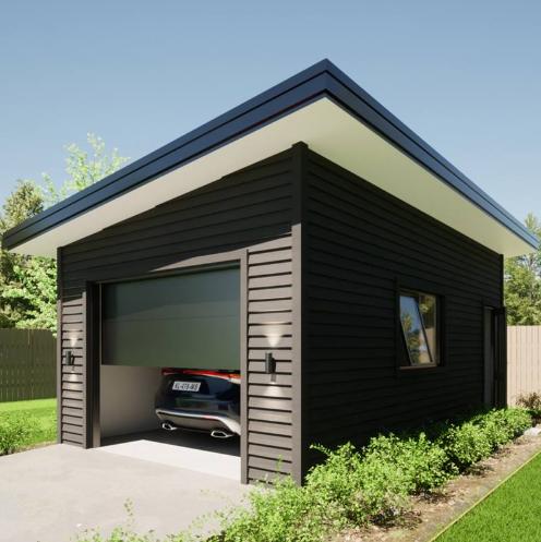 1 Garages Clever Living Homes View of a single car garage from the front JDBuilders