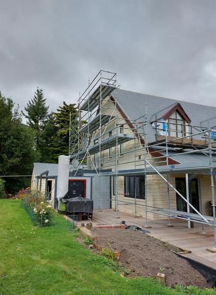 19 Rural Lifestyle Properties Herbert Back of the property with painting under way of the new barge boards, scaffolding and garden in the foreground JDBuilders