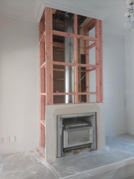 24 Rural Lifestyle Property Herbert Completion of stripping off old gib around the fireplace in the nook and additional framing for support JDBuilders