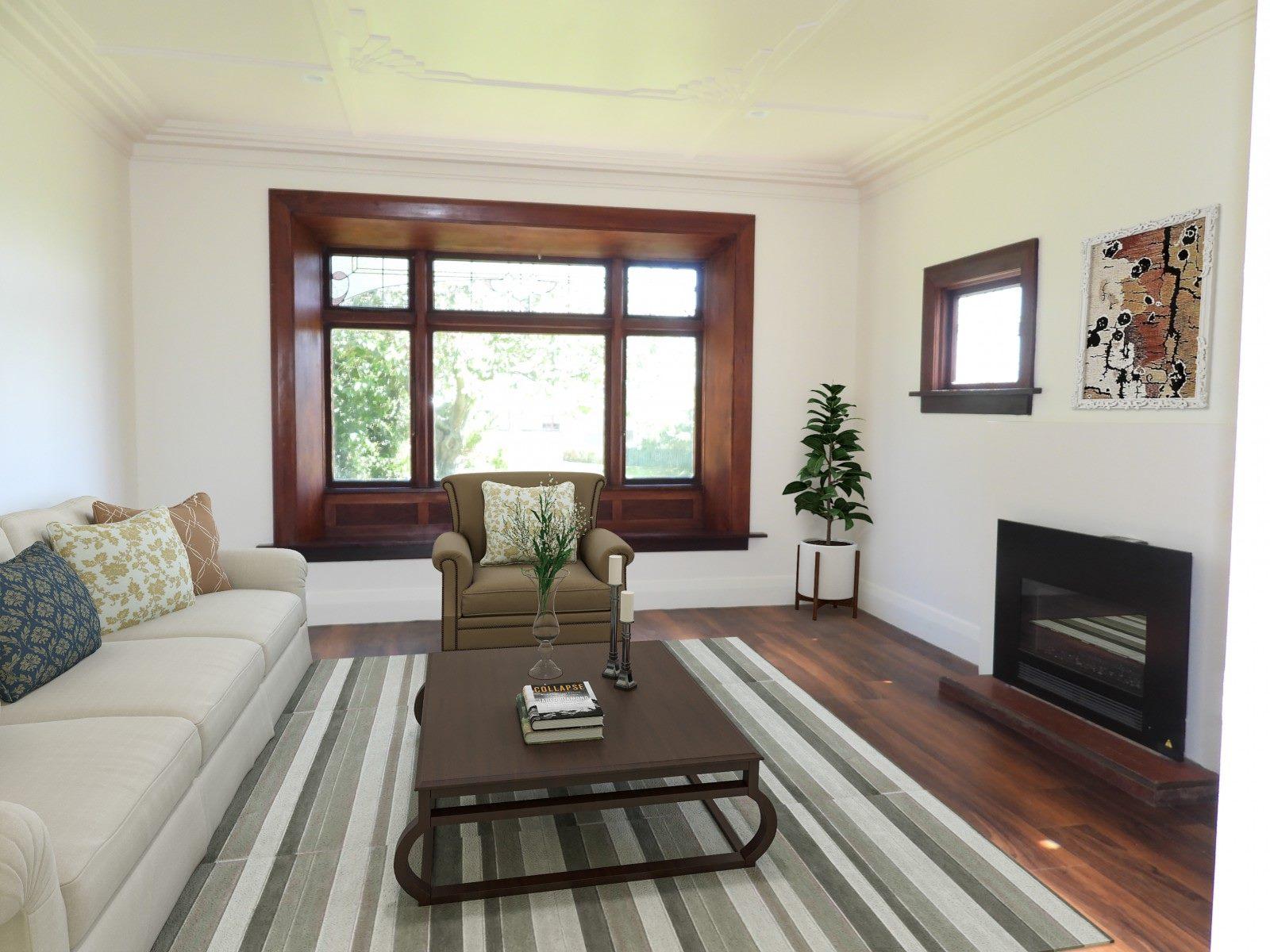 4 66 Norwich St, Hampden Renovation of lounge showing the new gas fire, gib work, painting and flooring JDBuilders
