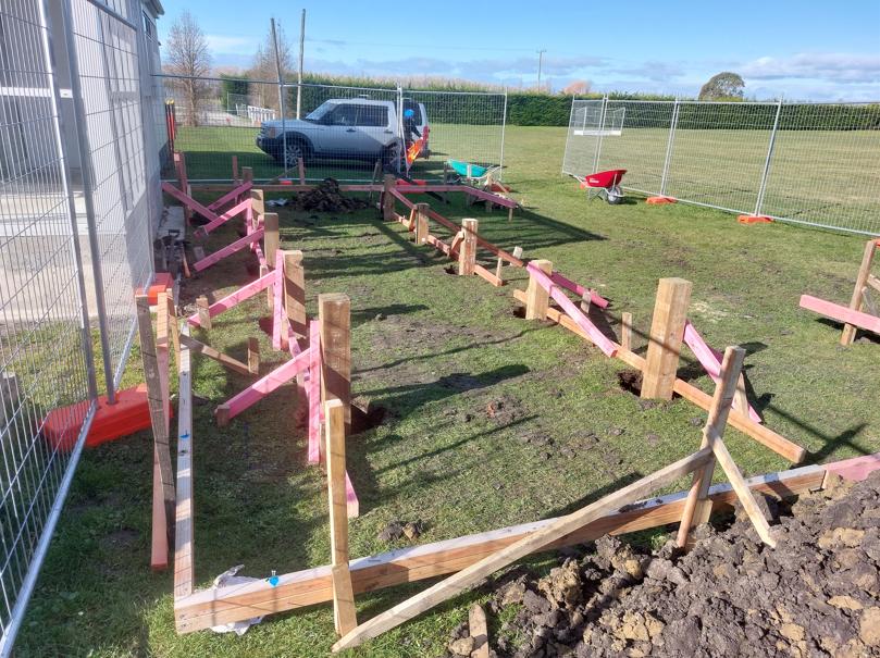 5 Totara Primary School Oamaru Another view of setout complete showing all piles braced and plumbed, ready for concrete JDBuilders