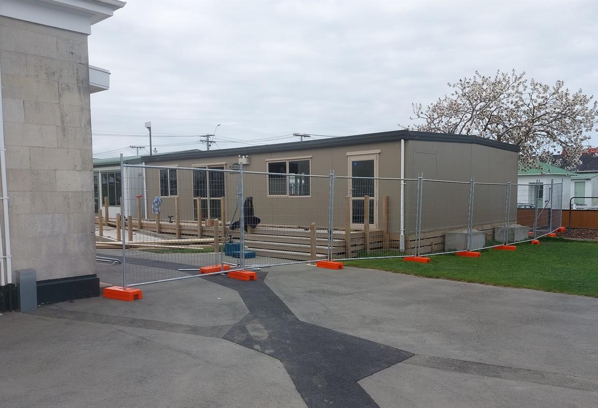 21 Fenwick Primary School, Oamaru Security fencing in place to protect the teachers and staff, looking from the south JDBuilders