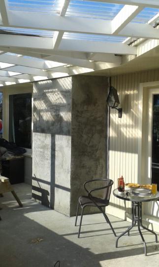 3 Derwent St Oamaru Outside in the courtyard enjoying the sun and smoko put on by our delighted clients JDBuilders