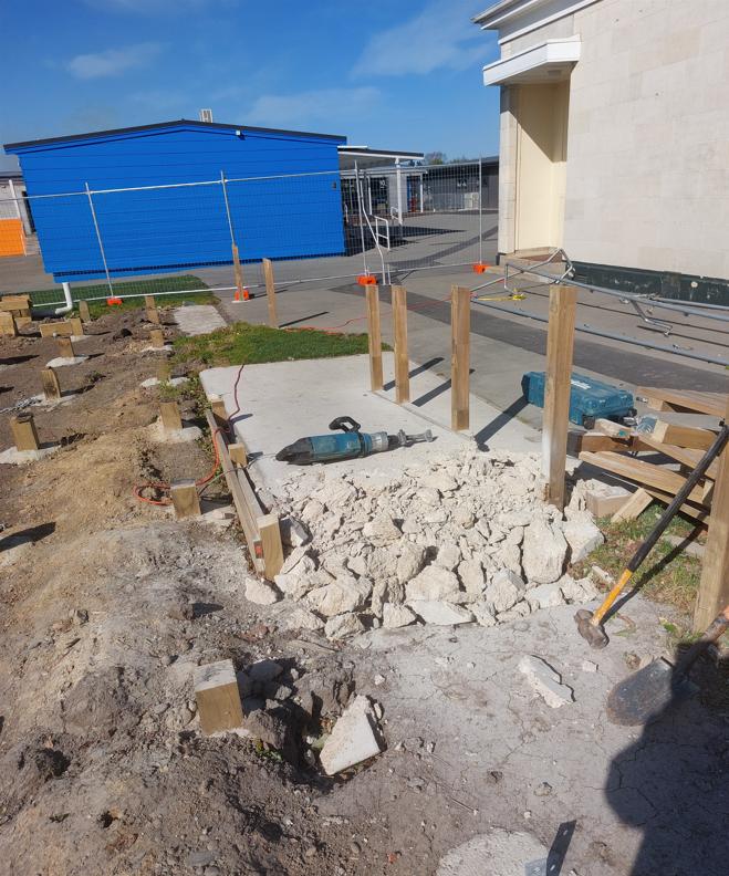 40 Fenwick Primary School, Oamaru Breaking up the concrete path and ramp with the jackhammer JDBuilders