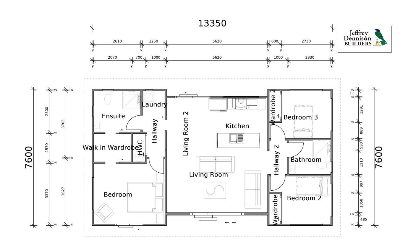 Clever Living Homes ANGUS Floorplan with JDBuilders Logo