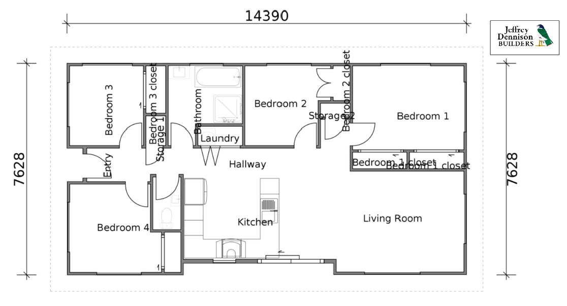 Clever Living Homes HIGHLAND Floorplan with JDBuilders Logo