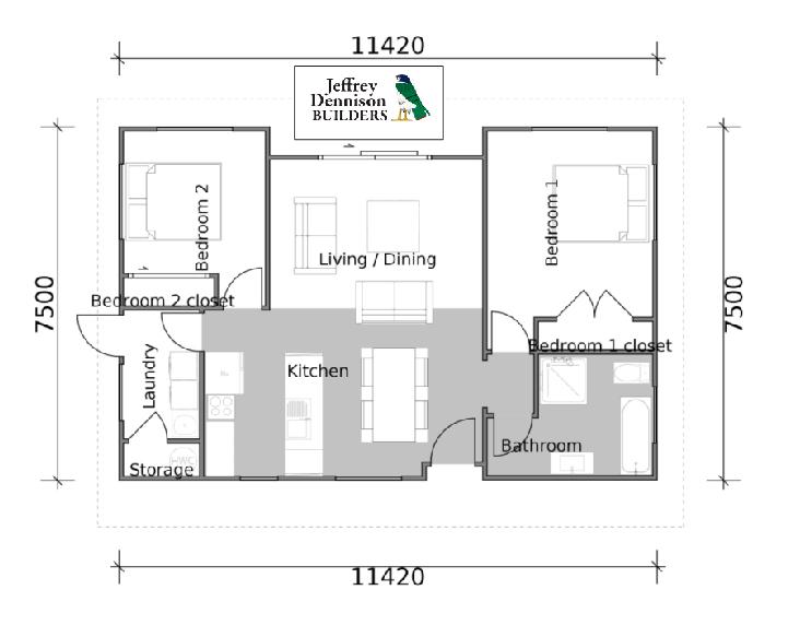 Clever Living Homes SUFFOLK Floorplan with JDBuilders Logo