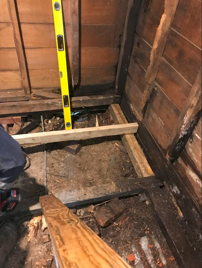 14 75 Opoho Rd, NEV, Dunedin Demolition work reveals damaged exterior walls in the bathroom JDBuilders