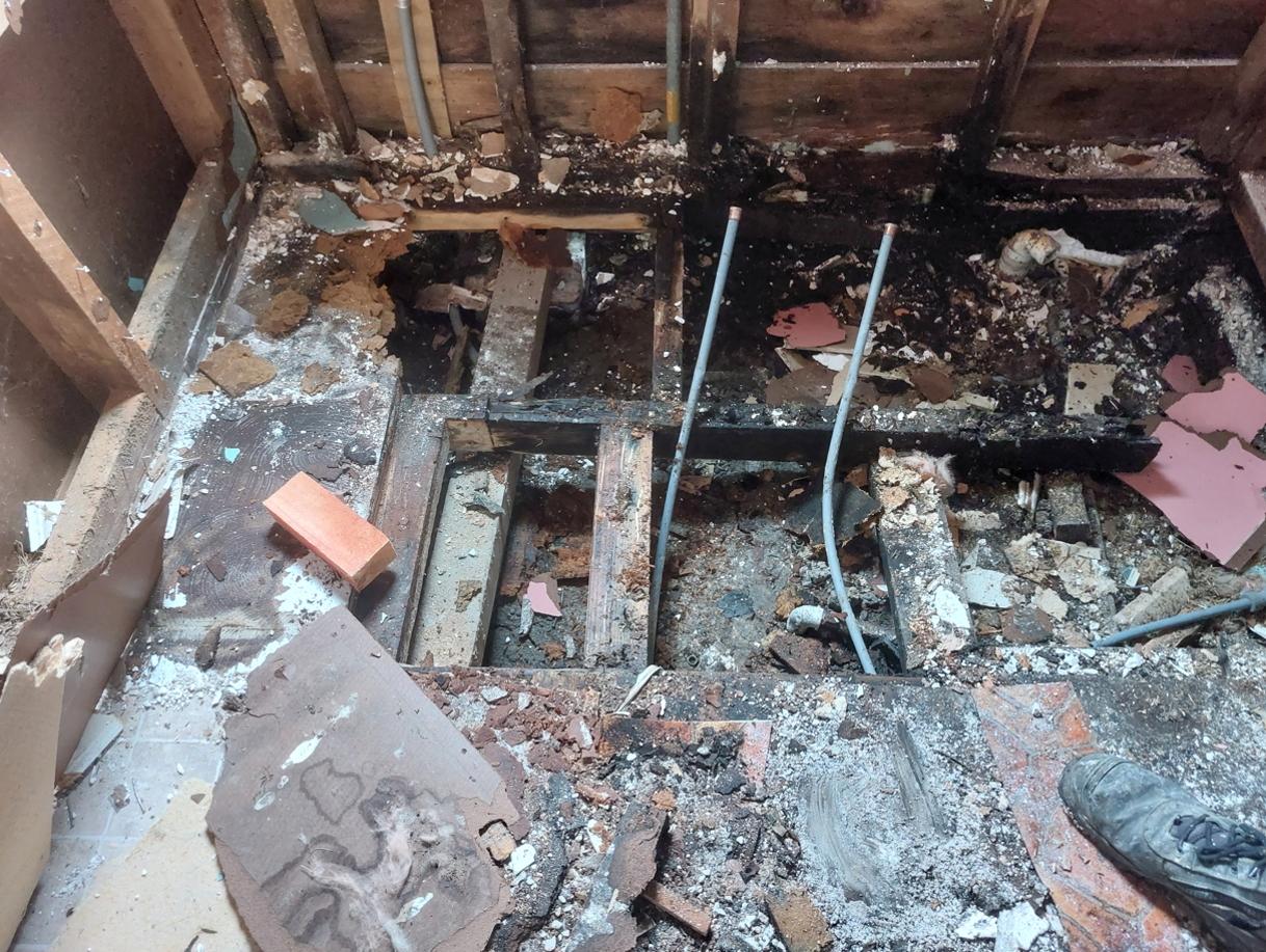 7 38 Monmouth St, Hampden Close of the damage floor in the bathroom JDBuilders