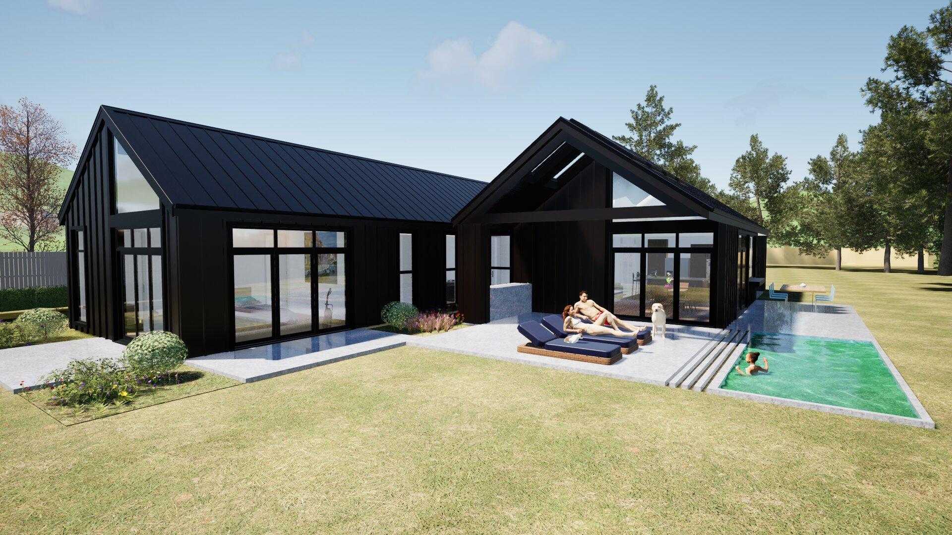 9 Arrowtown new house with a view of the pool and the backyard JDBuilders